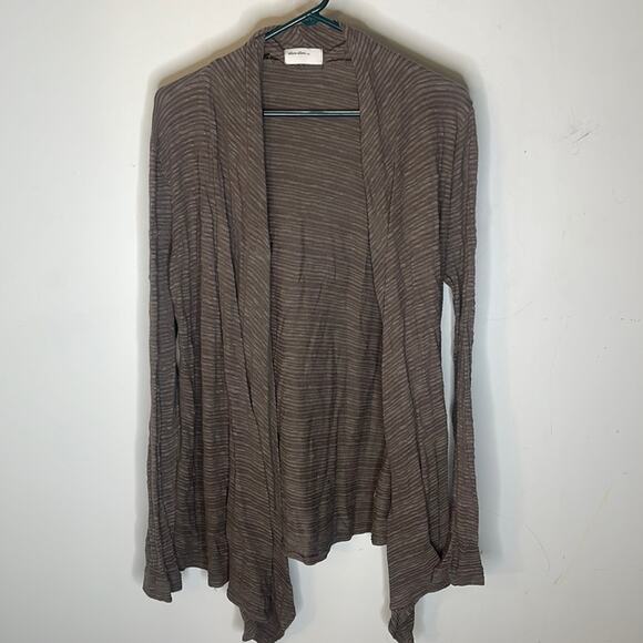 ALLEN ALLEN USA Brown / Tan Knit Cotton Blend Waterfall Open Front Cardigan O/S - Picture 1 of 6